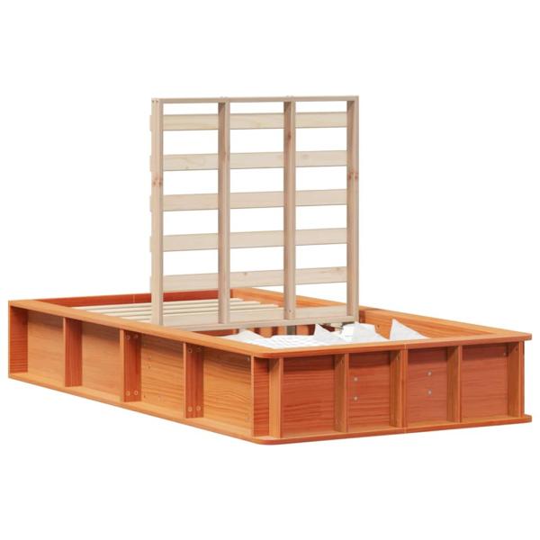 Bettgestell mit Speicher Wachsbraun 90 x 190 cm Massivholz