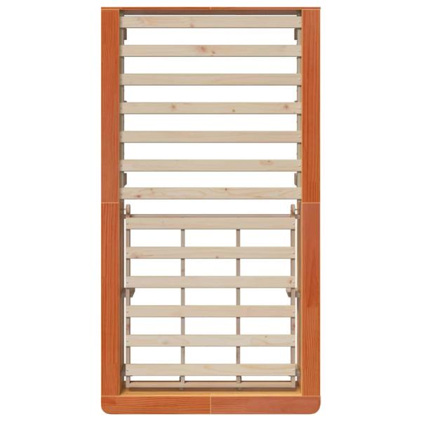 Bettgestell mit Speicher Wachsbraun 90 x 190 cm Massivholz