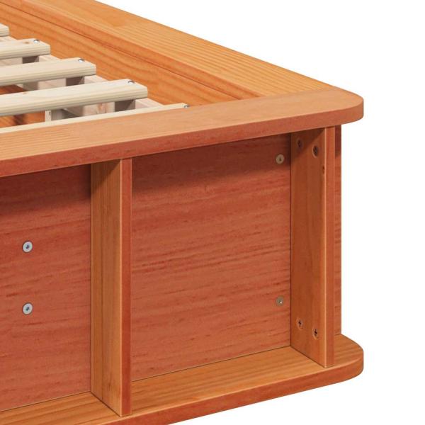 Bettgestell mit Speicher Wachsbraun 90 x 190 cm Massivholz