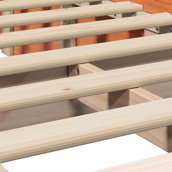 Bettgestell mit Speicher Wachsbraun 90 x 190 cm Massivholz