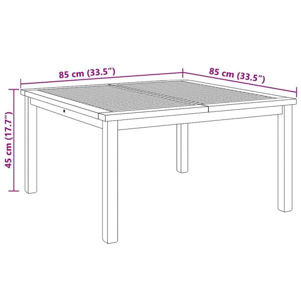 Couchtisch Braun 85 x 85 x 45 cm Massives Teakholz