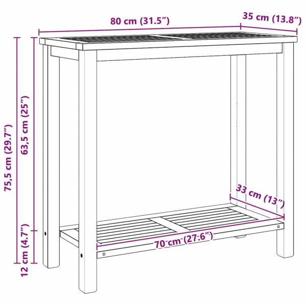 Konsolentisch Braun 85 x 35 x 75 cm Massives Teakholz