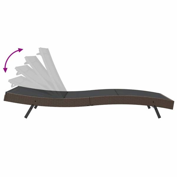 Liegestuhl mit Kissen 1-Person Braun 197 x 70 x 82 cm Poly Rattan