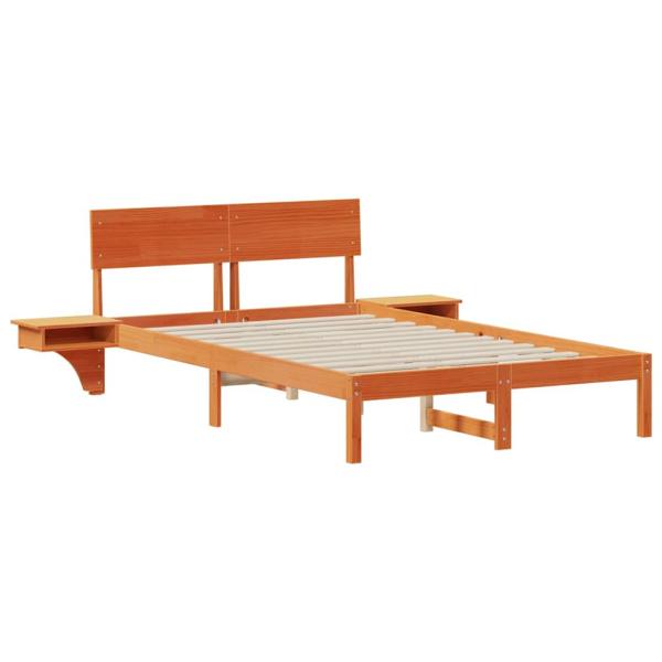 Bettgestell mit Nachttischen Wachsbraun 135 x 190 cm