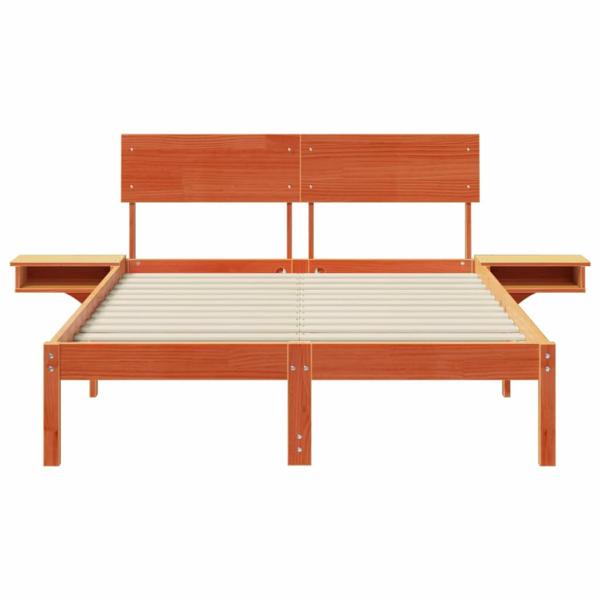 Bettgestell mit Nachttischen Wachsbraun 135 x 190 cm