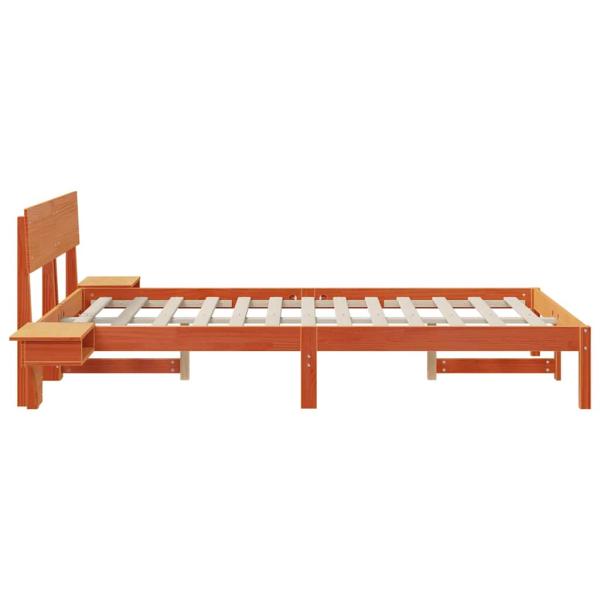 Bettgestell mit Nachttischen Wachsbraun 135 x 190 cm