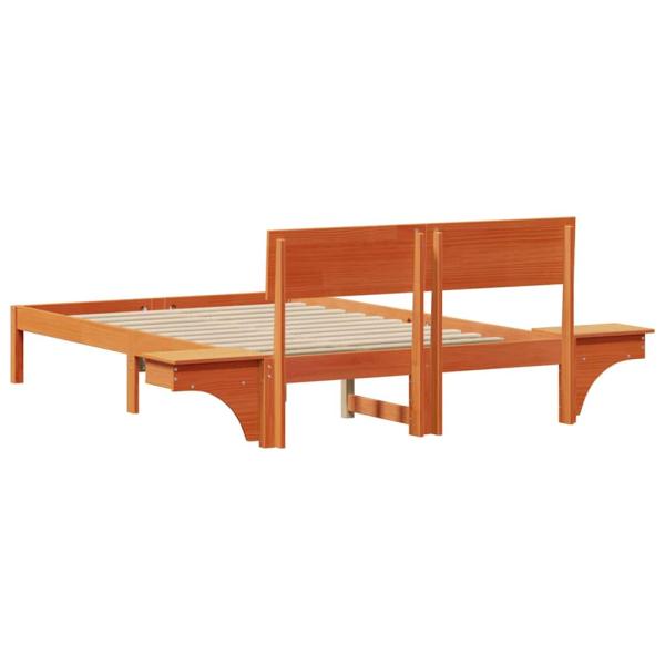 Bettgestell mit Nachttischen Wachsbraun 135 x 190 cm