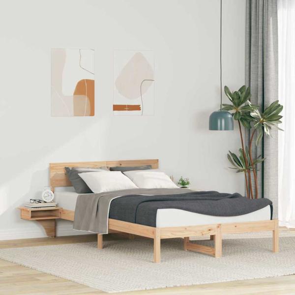 ARDEBO.de - Bettgestell mit Nachttischen mit Kopfteil Braun 120 x 190 cm