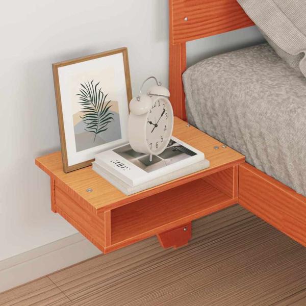 Bettgestell mit Nachttischen Wachsbraun 80 x 200 cm