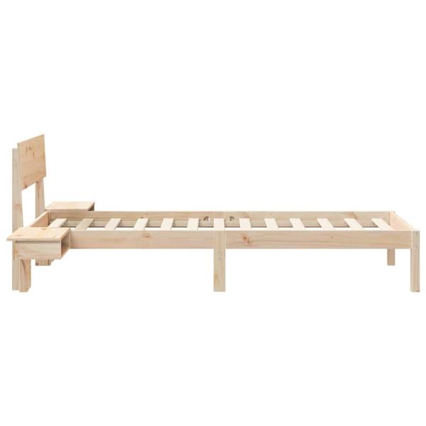 Bettgestell mit Nachttischen mit Kopfteil Braun 75 x 190 cm