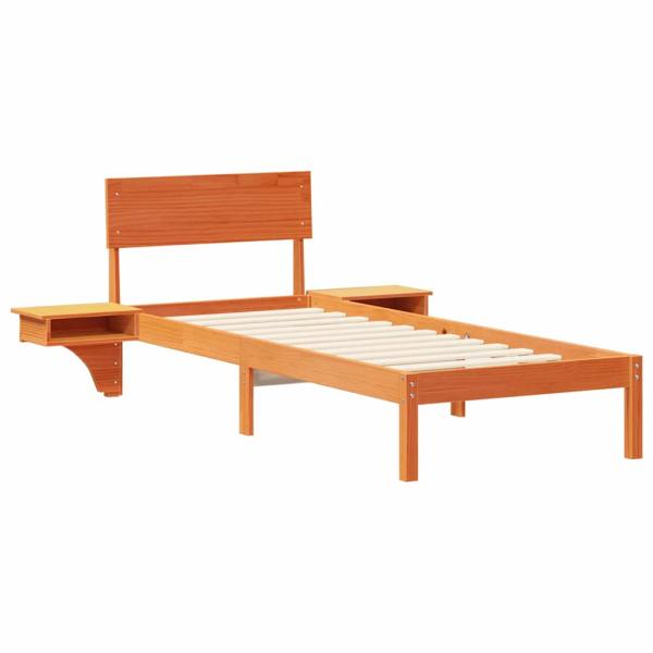 Bettgestell mit Nachttischen Wachsbraun 75 x 190 cm