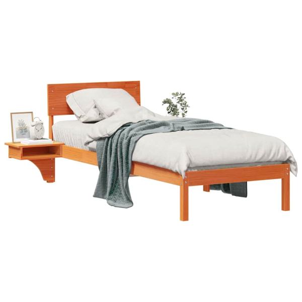 Bettgestell mit Nachttischen Wachsbraun 75 x 190 cm