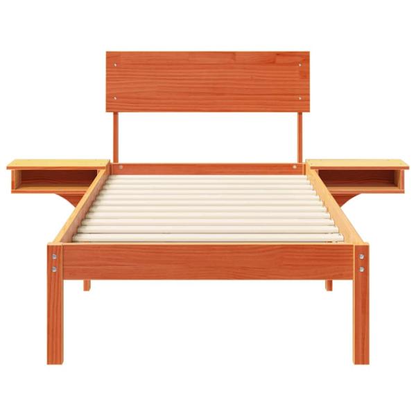 Bettgestell mit Nachttischen Wachsbraun 75 x 190 cm