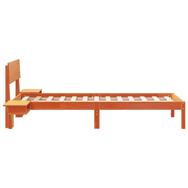 Bettgestell mit Nachttischen Wachsbraun 75 x 190 cm