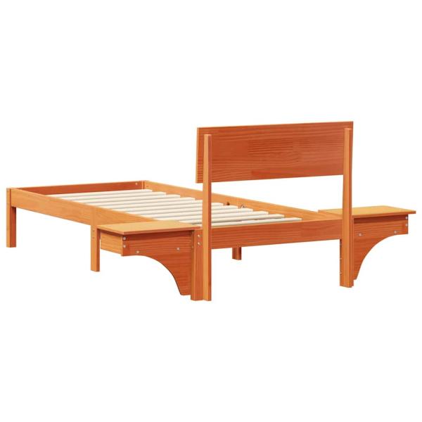 Bettgestell mit Nachttischen Wachsbraun 75 x 190 cm