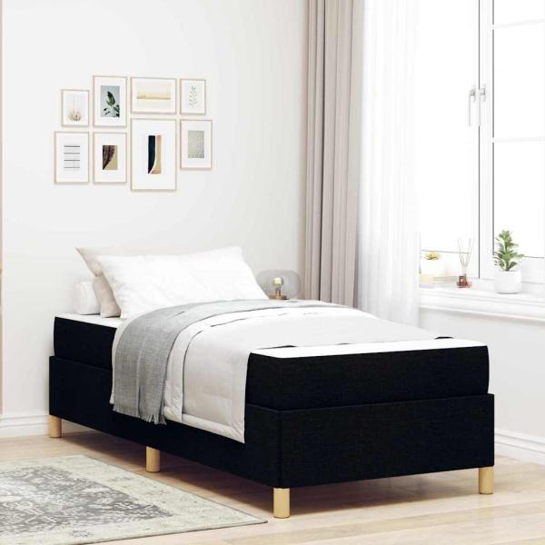 ARDEBO.de - Boxspringbett Schwarz und Braun und Weiß 80 x 200 cm Stoff