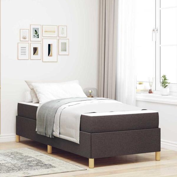ARDEBO.de - Boxspringbett Braun und Weiß und Dunkelbraun 80 x 200 cm Stoff