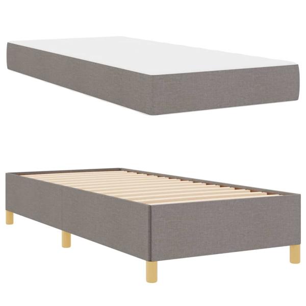 Boxspringbett Sonstiges Taupe und Weiß 90 x 190 cm Stoff