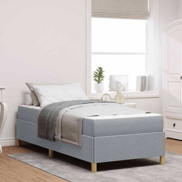 ARDEBO.de - Boxspringbett Hellgrau und Weiß und Hellgrau 90 x 200 cm Stoff