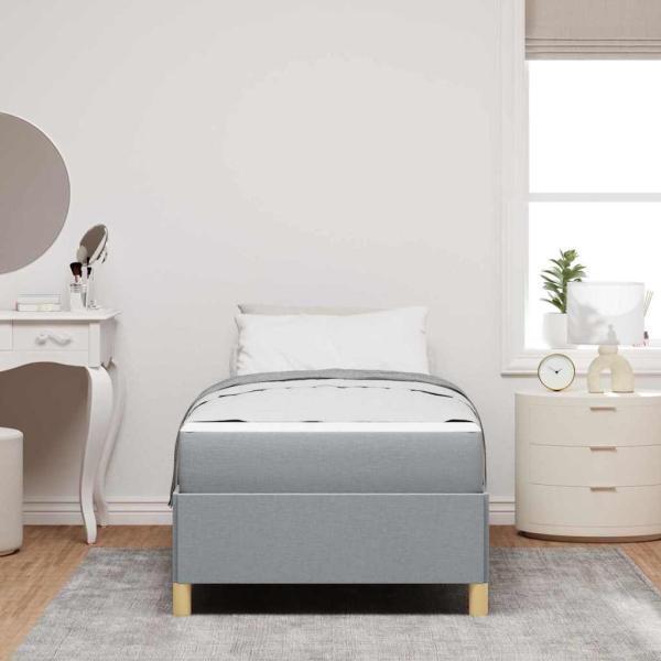 Boxspringbett Hellgrau und Weiß und Hellgrau 90 x 200 cm Stoff