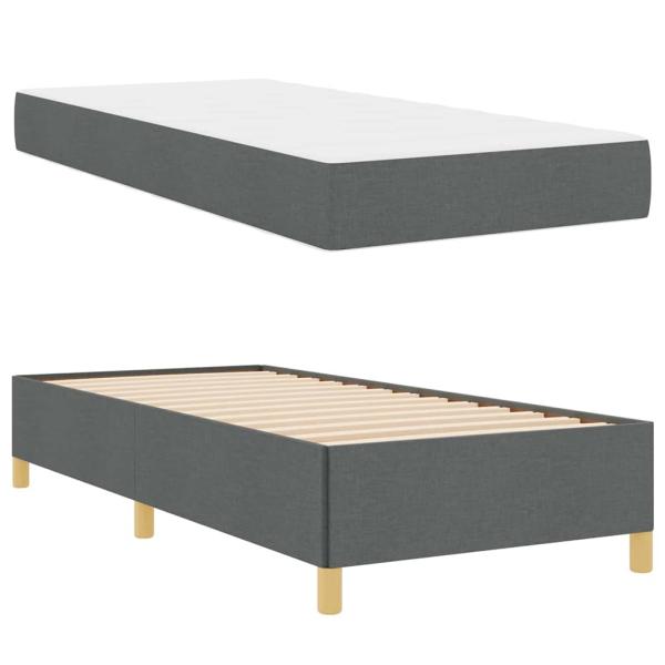 Boxspringbett Dunkelgrau und Weiß und Dunkelgrau 90 x 200 cm
