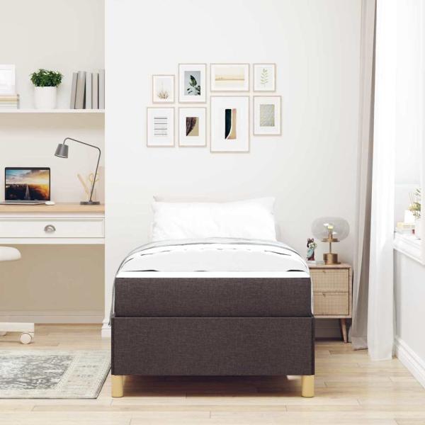 Boxspringbett Sonstiges Dunkelbraun und Weiß 90 x 200 cm Stoff