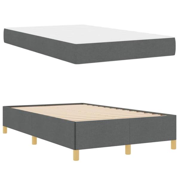 Boxspringbett Dunkelgrau und Weiß und Dunkelgrau 120 x 200 cm