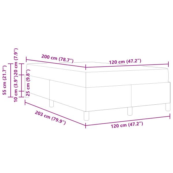 Boxspringbett Schwarz und Braun und Weiß 120 x 200 cm Polyester
