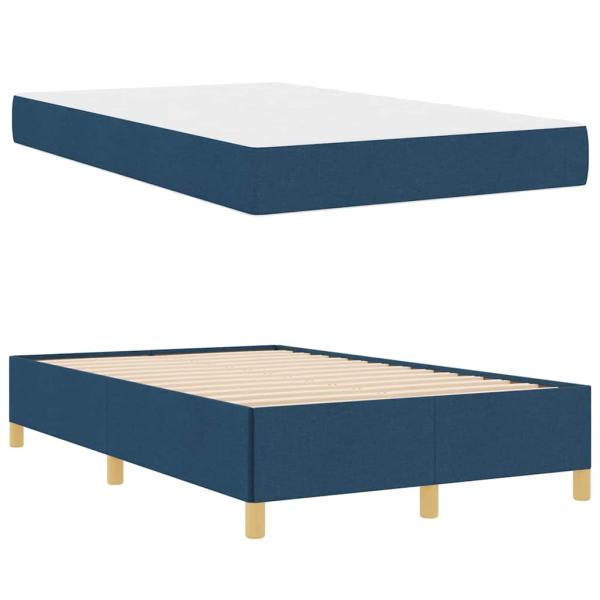 Boxspringbett Sonstiges Blau und Weiß 120 x 200 cm Stoff