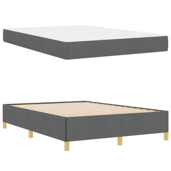 Boxspringbett Dunkelgrau und Weiß und Dunkelgrau 140 x 200 cm