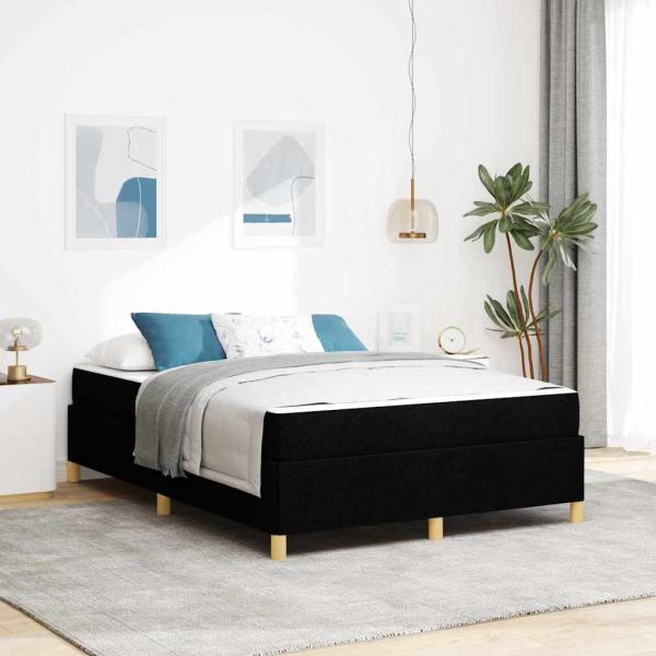 ARDEBO.de - Boxspringbett Schwarz und Weiß und Schwarz 140 x 200 cm Stoff