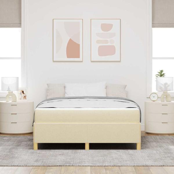Boxspringbett Sonstiges Creme und Weiß 160 x 200 cm Stoff