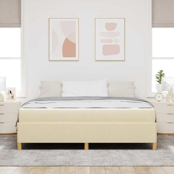 Boxspringbett Schwarz und Braun und Weiß 180 x 200 cm Stoff