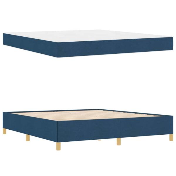 Boxspringbett Sonstiges Blau und Weiß 180 x 200 cm Stoff