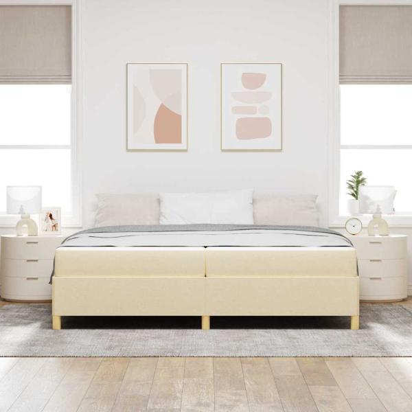 Boxspringbett Sonstiges Weiß und Creme 200 x 200 cm Stoff