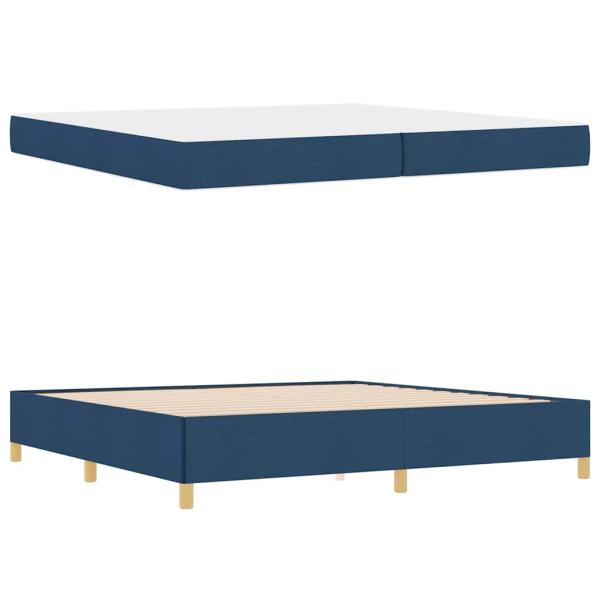 Boxspringbett Blau und Dunkelblau und Weiß 200 x 200 cm Stoff