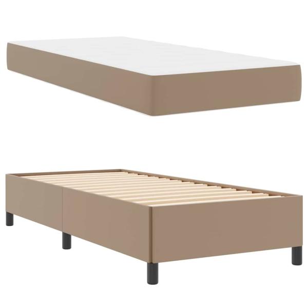 Bettgestell mit Matratze Cappuccino 90 x 190 cm Kunstleder