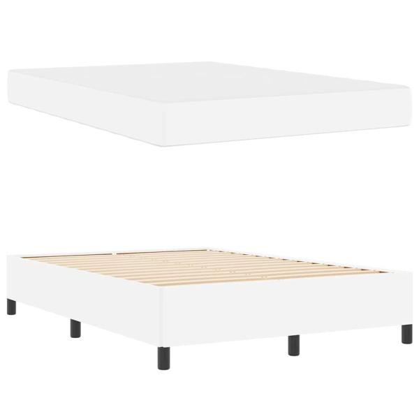 Bettgestell mit Matratze Weiß 140 x 190 cm Kunstleder