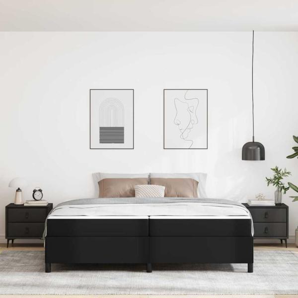 Bettgestell mit Matratze Schwarz 200 x 200 cm Kunstleder