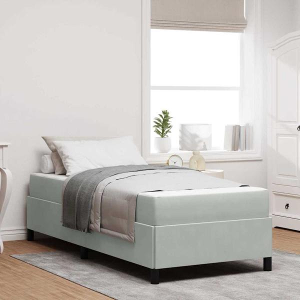 ARDEBO.de - Bettgestell Sonstiges Weiß und Hellgrau 80 x 200 cm Samt