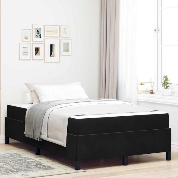 ARDEBO.de - Bettgestell Sonstiges Schwarz und Weiß 120 x 190 cm Samt