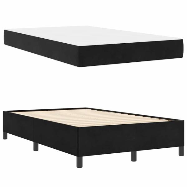 Bettgestell Sonstiges Schwarz und Weiß 120 x 190 cm Samt
