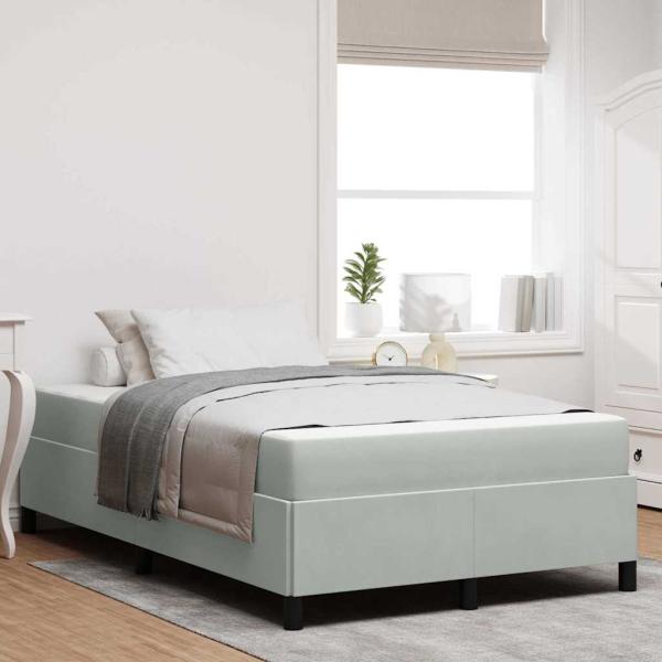 ARDEBO.de - Bettgestell Sonstiges Weiß und Hellgrau 120 x 200 cm Samt