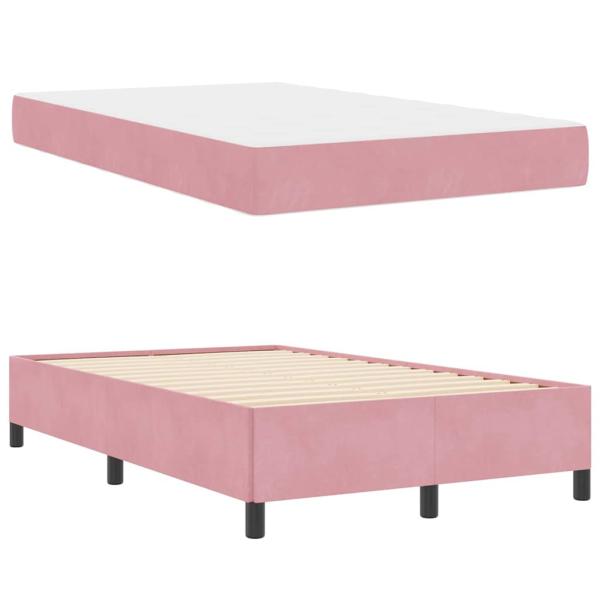 Bettgestell Sonstiges Rosa und Weiß 120 x 200 cm Samt