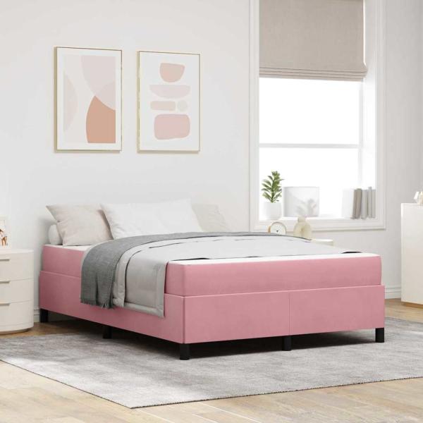 ARDEBO.de - Bettgestell Sonstiges Rosa und Weiß 140 x 190 cm Samt