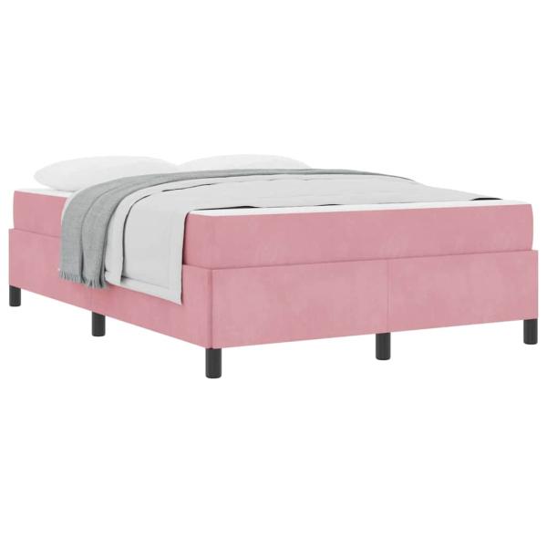Bettgestell Sonstiges Rosa und Weiß 140 x 190 cm Samt