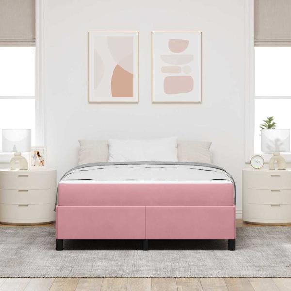 Bettgestell Sonstiges Rosa und Weiß 140 x 190 cm Samt