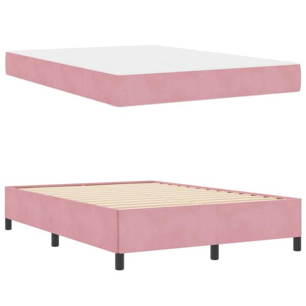Bettgestell Sonstiges Rosa und Weiß 140 x 190 cm Samt