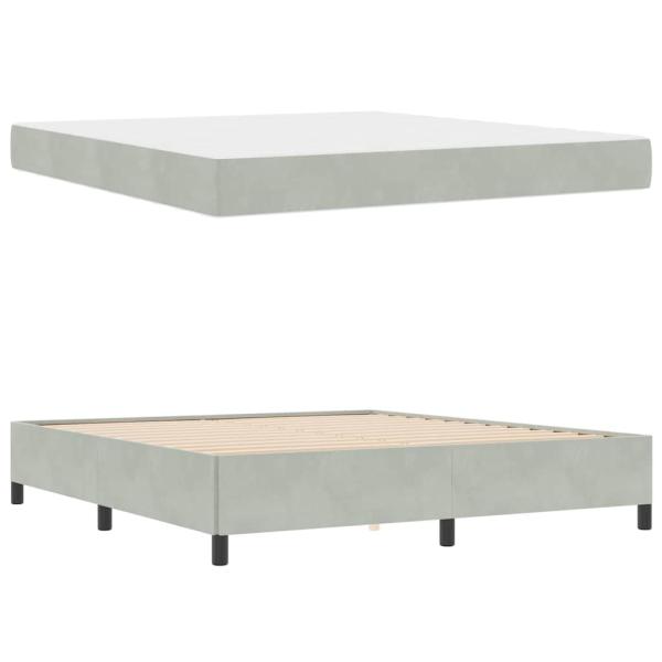 Bettgestell Sonstiges Weiß und Hellgrau 180 x 200 cm Samt