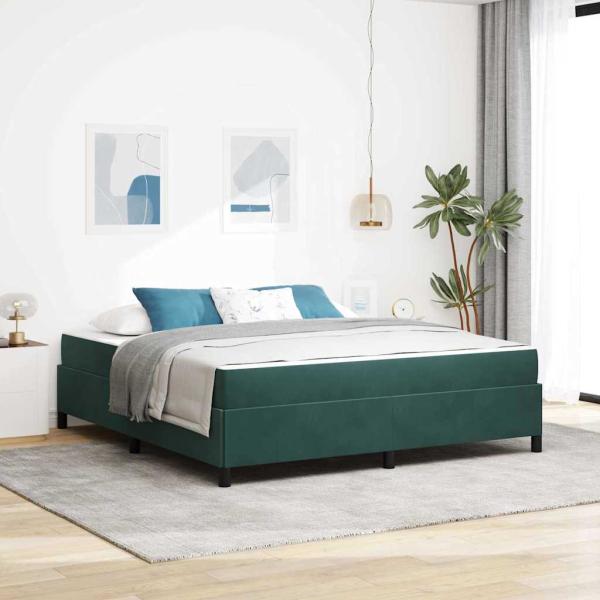 ARDEBO.de - Bettgestell Sonstiges Dunkelgrün und Weiß 180 x 200 cm Samt